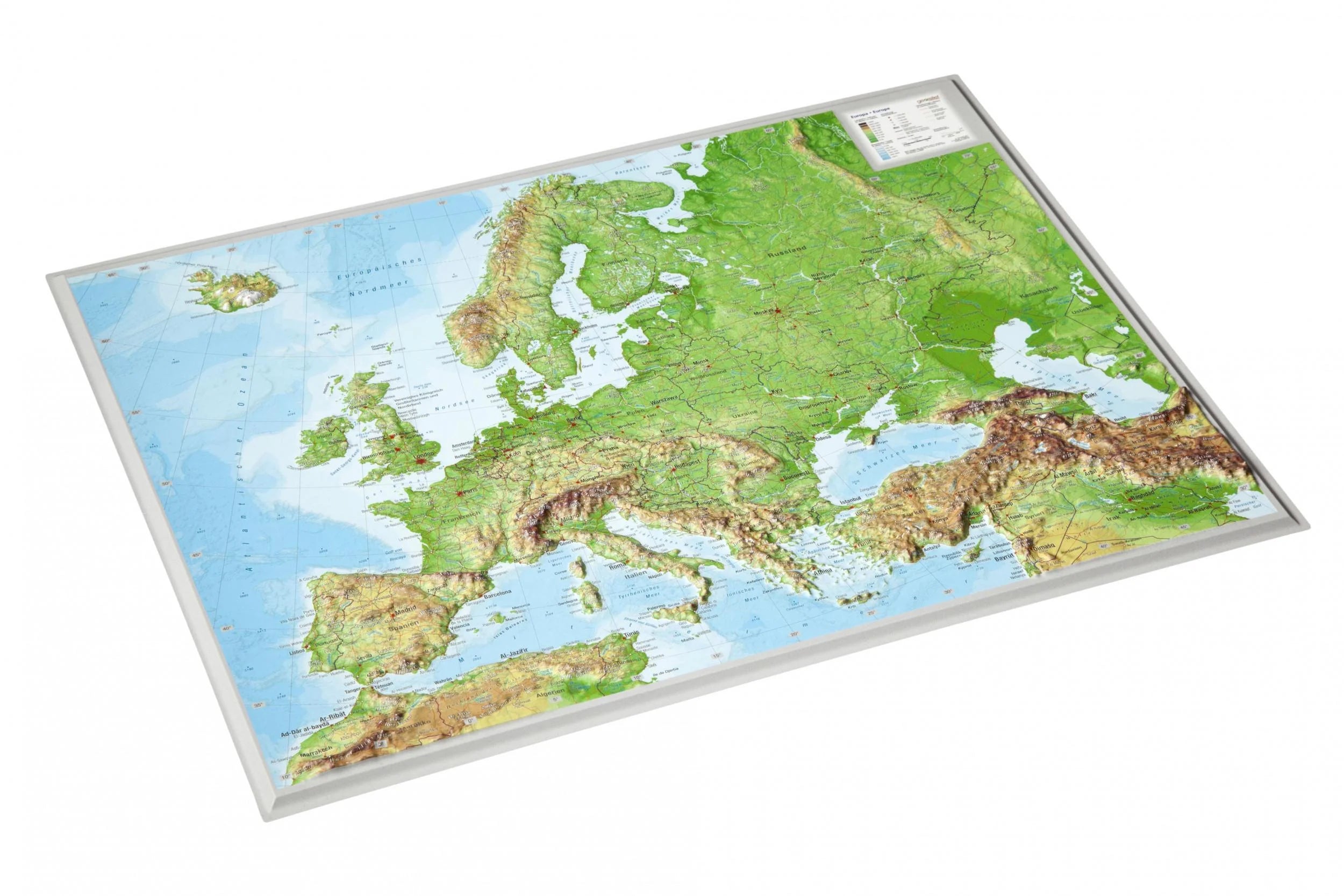 Europa - Reliefkarte (wählbares Format und Sprache)