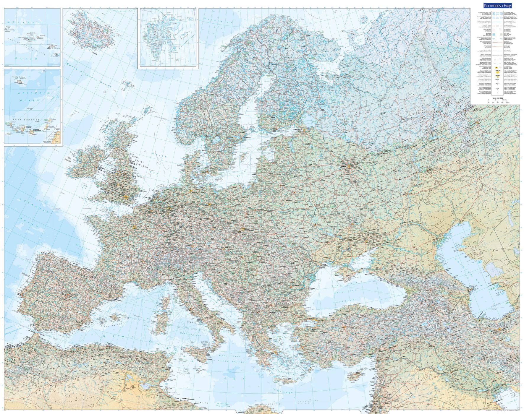 Die physische Übersichtskarte Europa