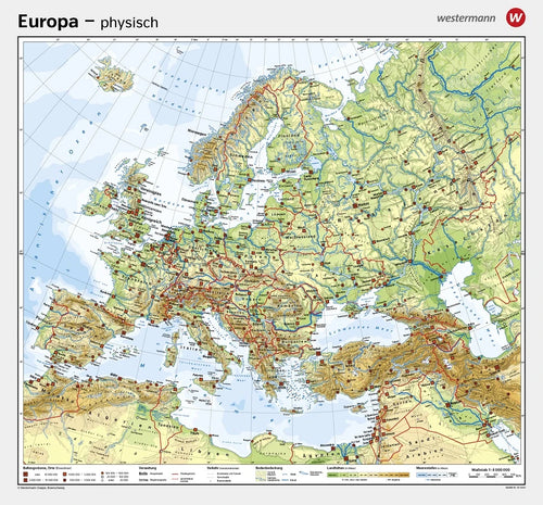 Europa  - Schulwandkarte - physisch / politisch (155 x 144 cm / 1:4.000.000)