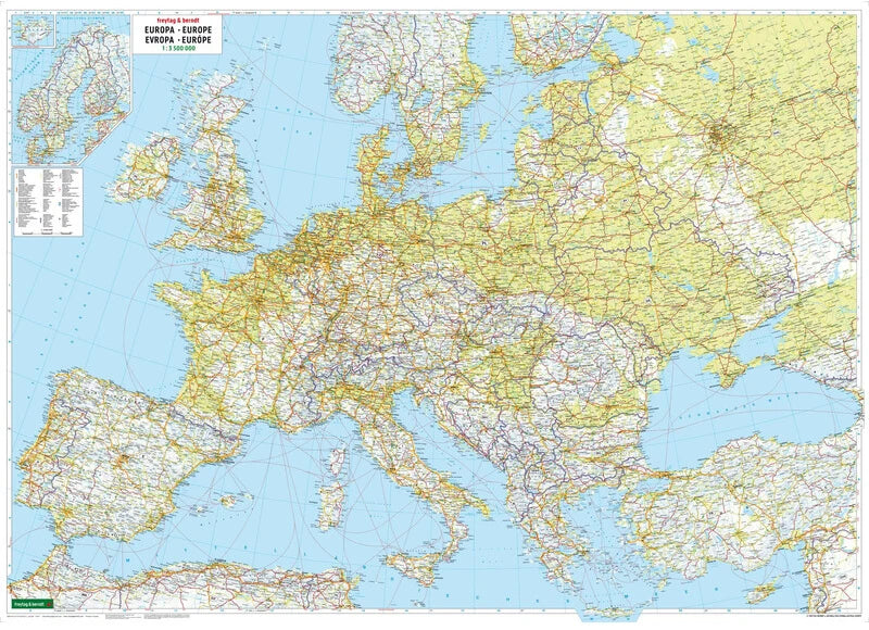 Europa - physisch (126 x 90 cm / 1:3.500.000)