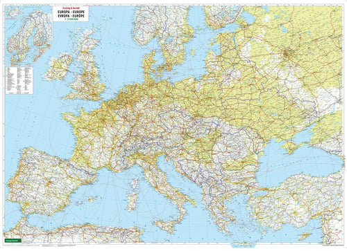 Europa - physisch (126 x 90 cm / 1:3.500.000)