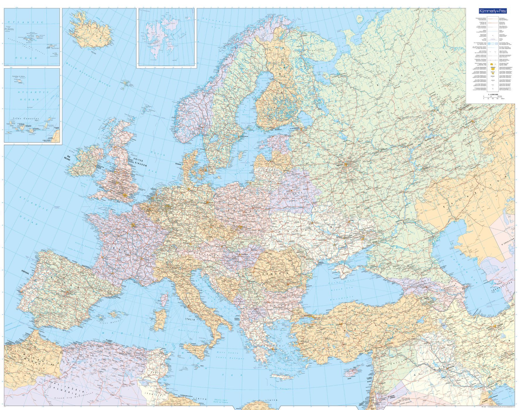 Europa - politisch (126 x 99,6 cm / 1:4.500.000)