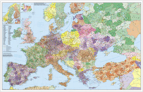 Europa - Postleitzahlenkarte (137 x 89 cm / 1:4.000.000)