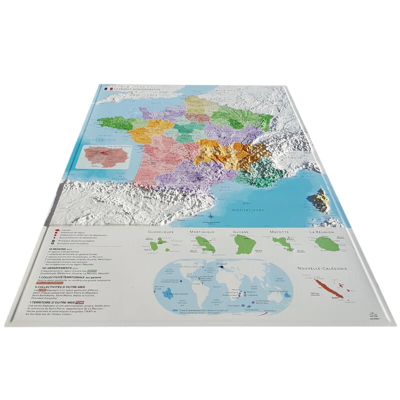 Frankreich (Administrativ) - Reliefkarte (61 x 91 cm / 1:2.000.000)