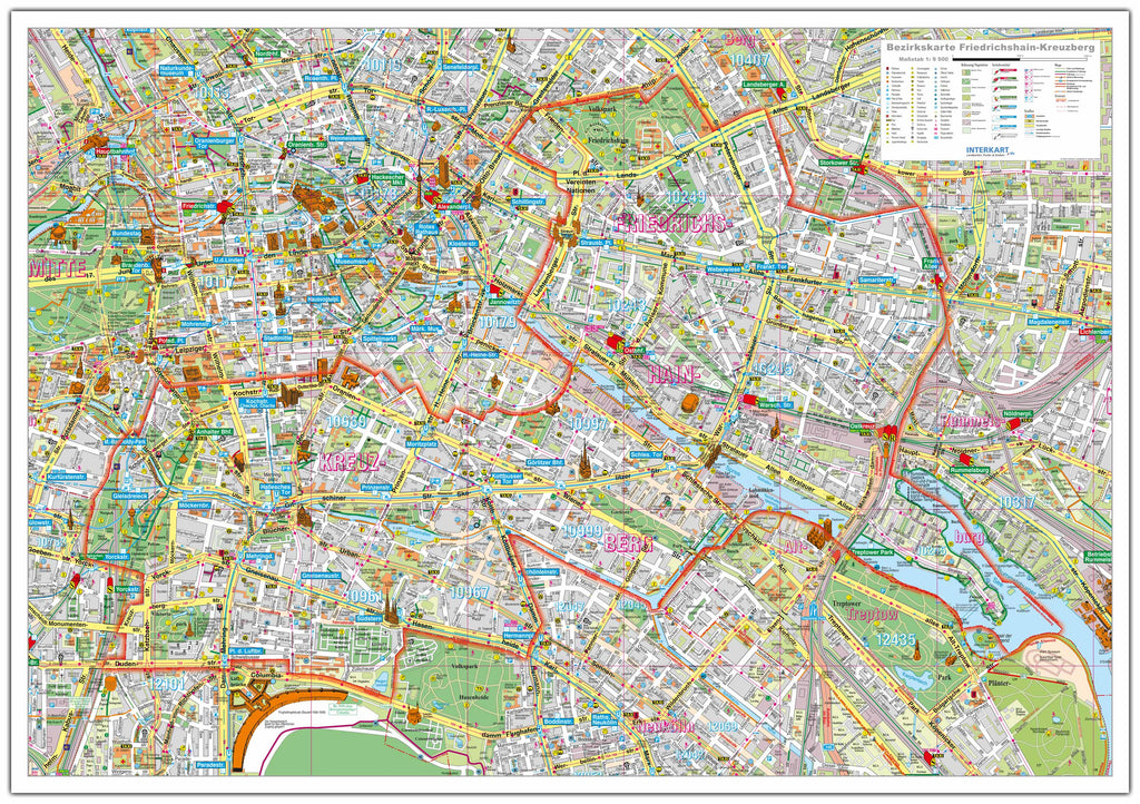 Berlin - Friedrichshain-Kreuzberg - Stadtplan (100 x 70 cm / 1:9.500)