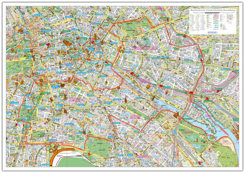 Berlin - Friedrichshain-Kreuzberg - Stadtplan (100 x 70 cm / 1:9.500)