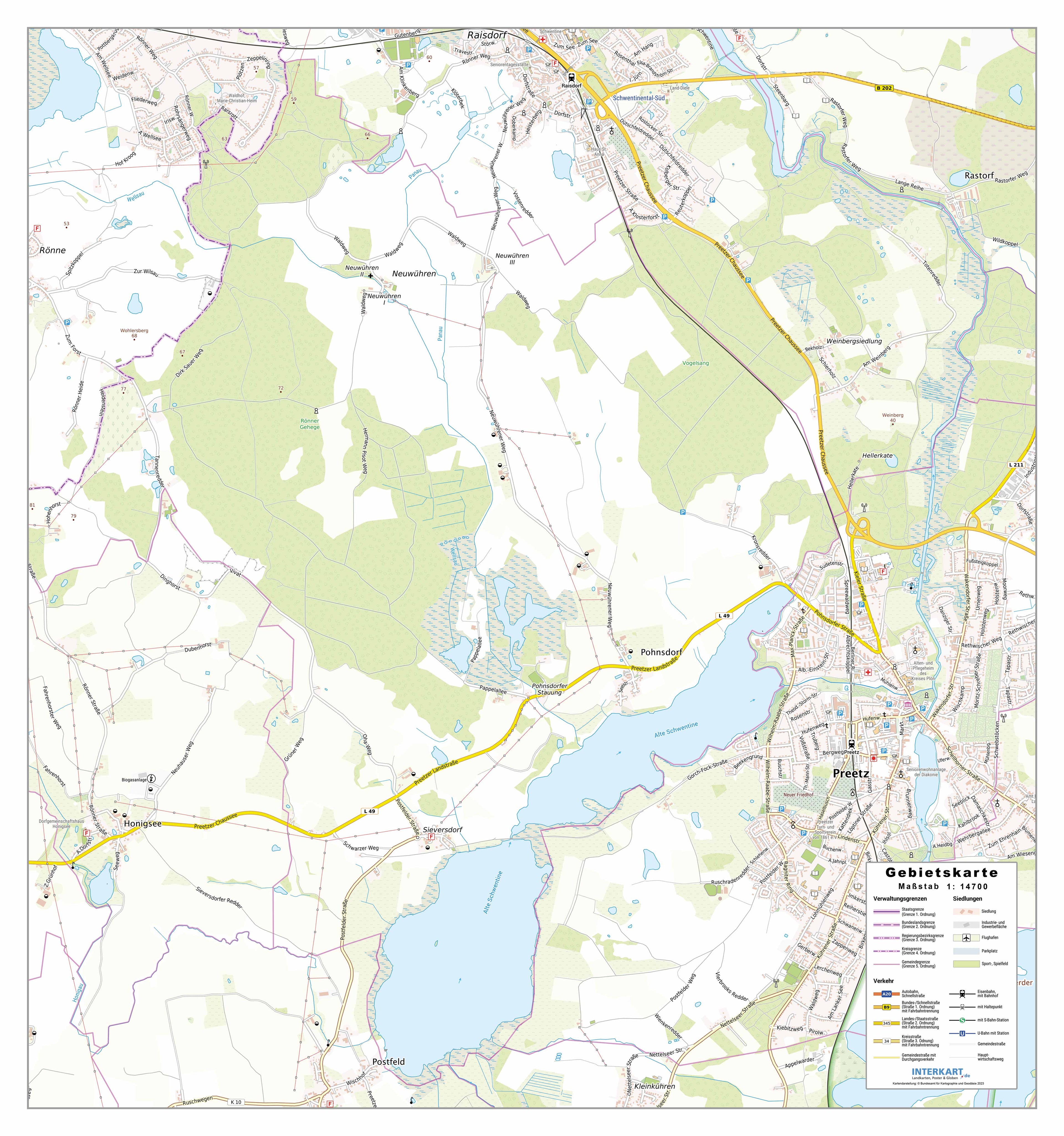 Gemeinde Pohnsdorf (Gemeindenummer: 01057058) - Topografische Karte (60 x 56 cm / 1:14.700)