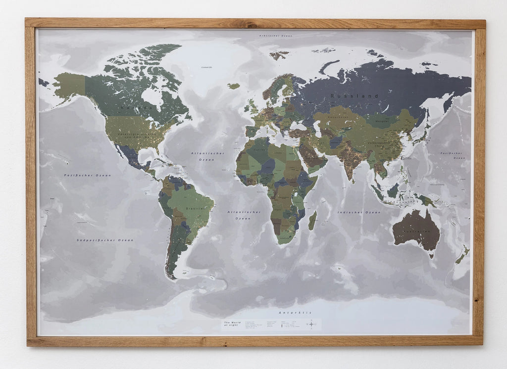 Welt - Design: Welt bei Nacht (140 x 100 cm / 1:28.000.000)