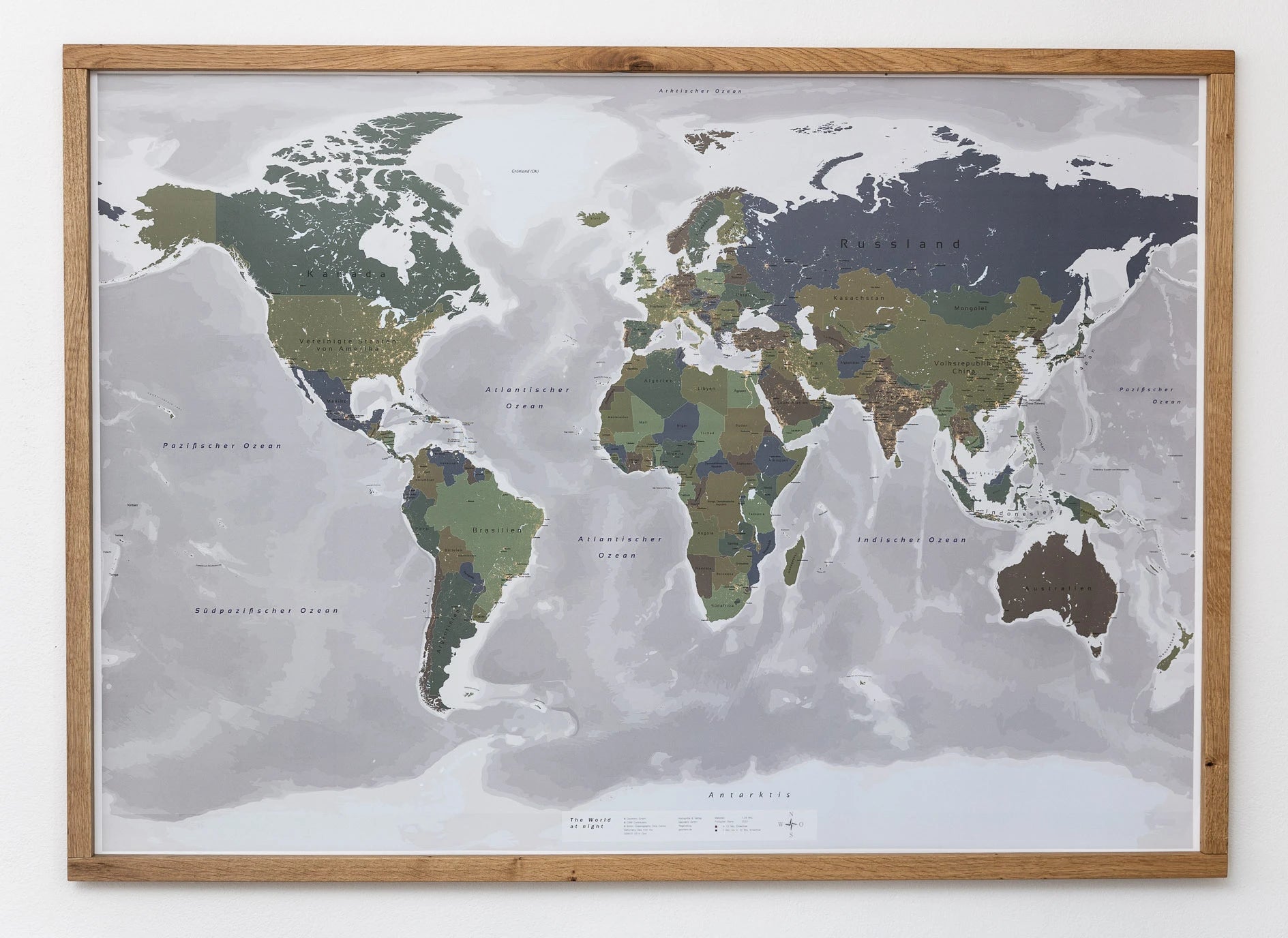 Welt - Design: Welt bei Nacht (140 x 100 cm / 1:28.000.000)