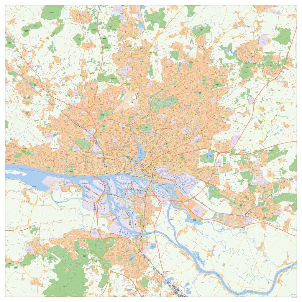 Stadtplan Hamburg mit Postleitzahlen