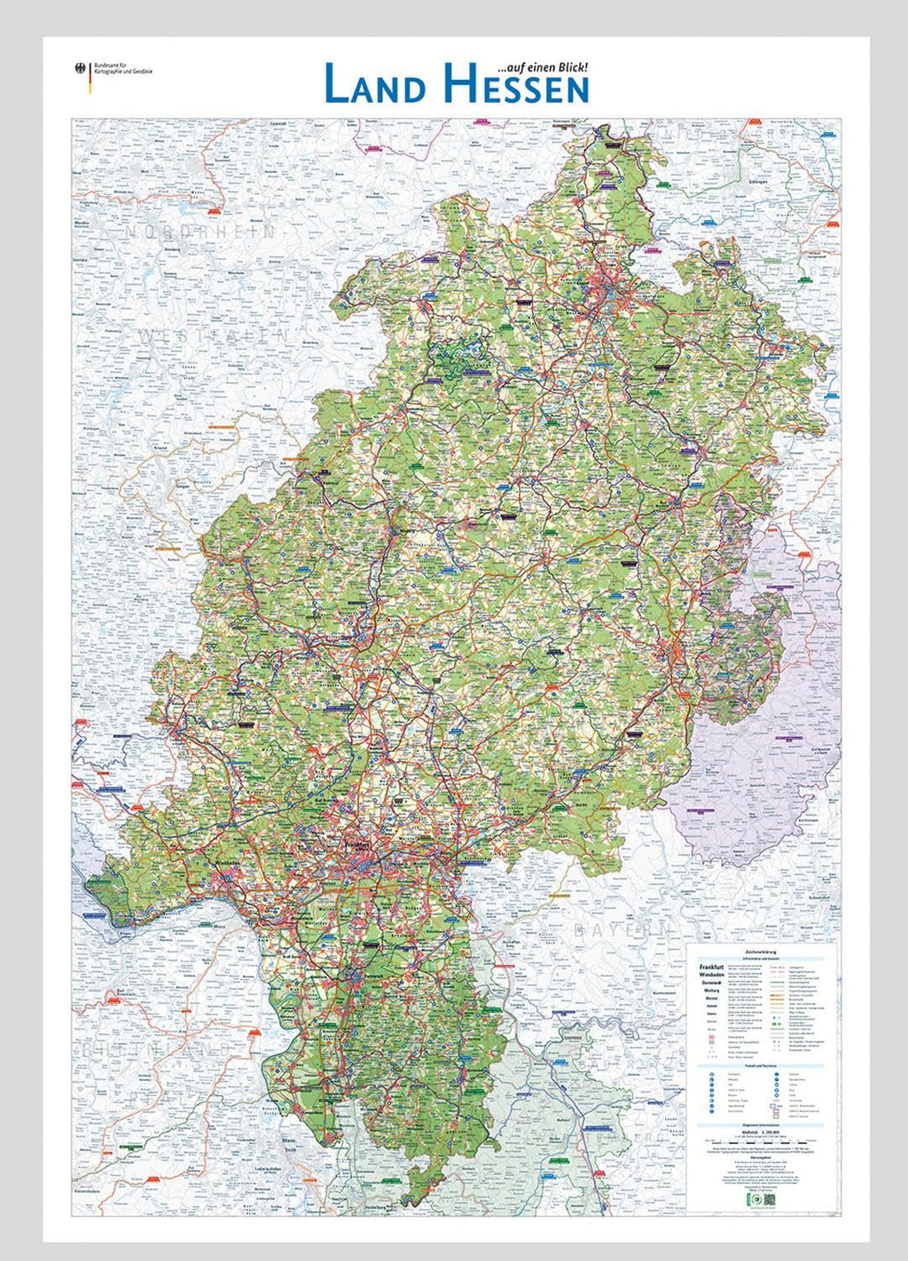 Hessen - Verkehrswege (96 x 140 cm / 1:200.000)
