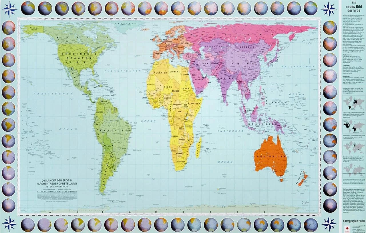 Welt - politisch - Peters-Projektion (130 x 82 cm)