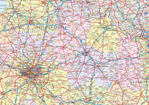 Detailansicht der Straßenkarte von Frankreich