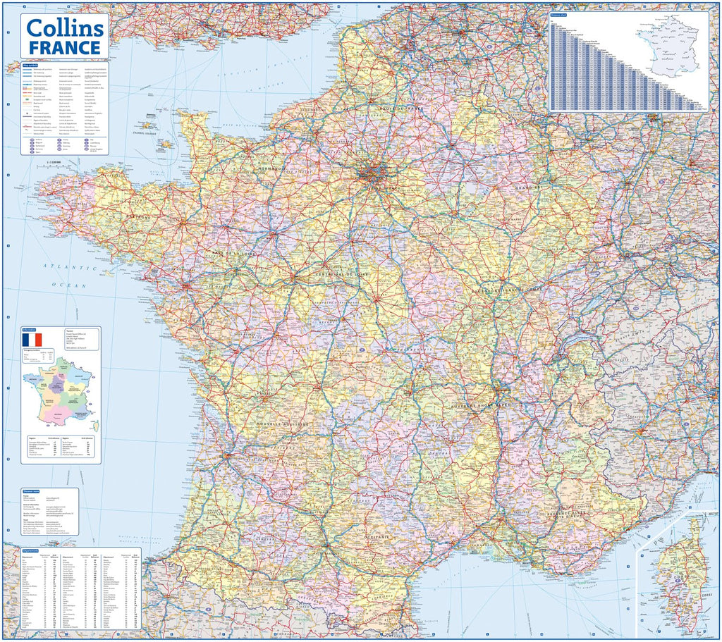 Straßenkarte von Frankreich inkl. Departments
