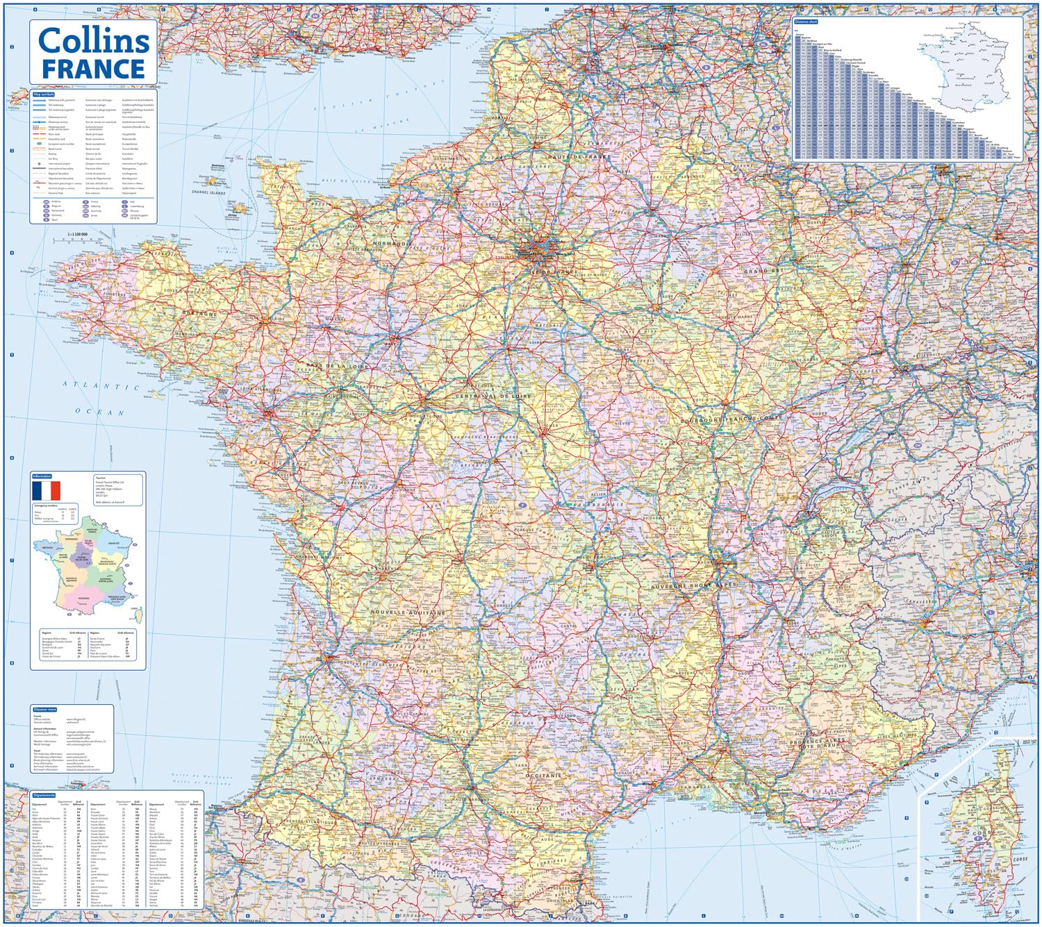 Straßenkarte von Frankreich inkl. Departments