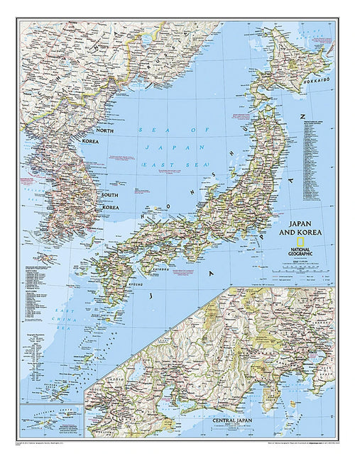 Physische Karte von Japan und Korea