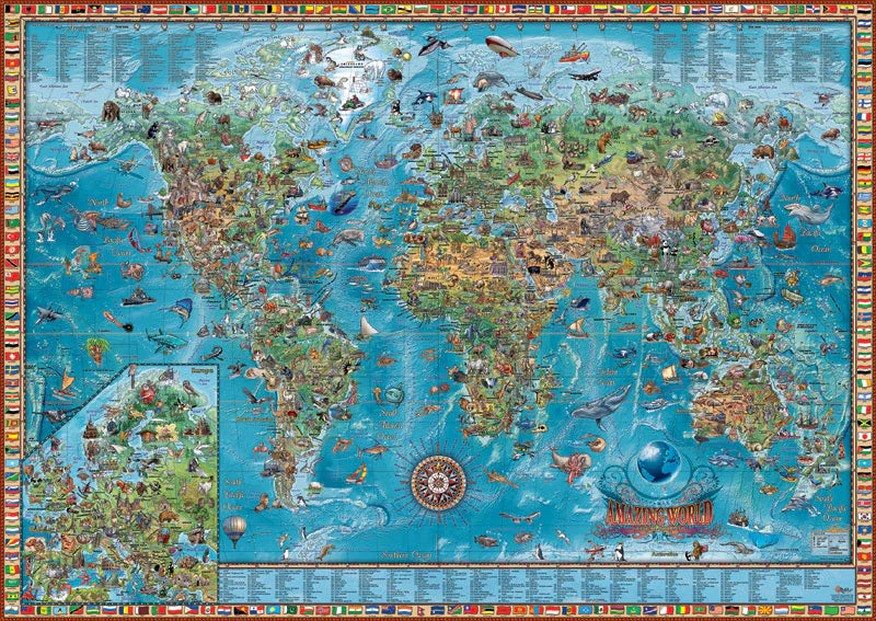 Welt - Kinderkarte (138 x 98 cm)