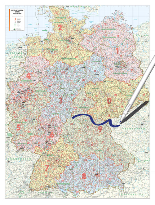Deutschland - Postleitzahlenkarte (wählbares Format)