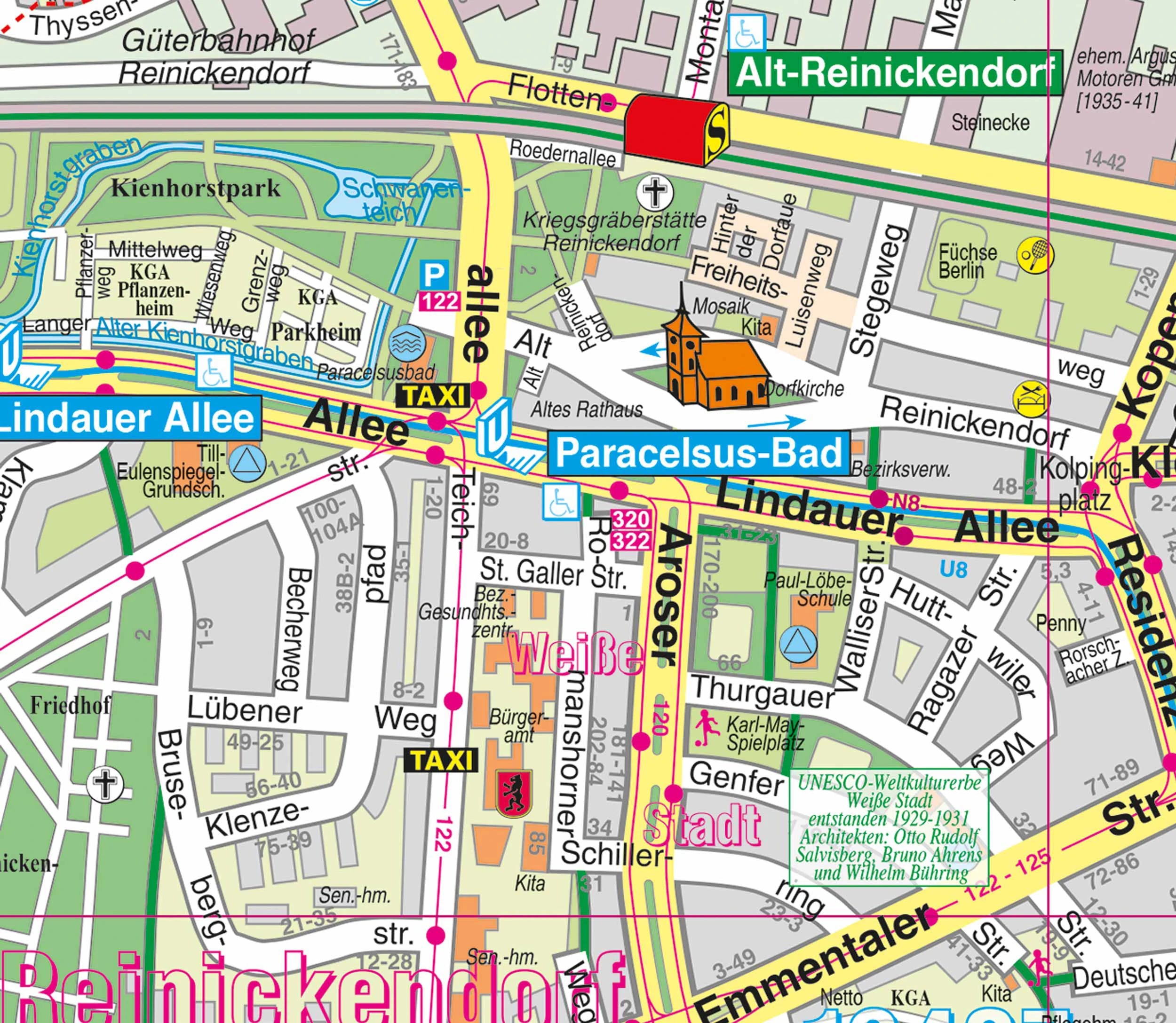 Detailansicht der Landkarte von Berlin Reinickendorf
