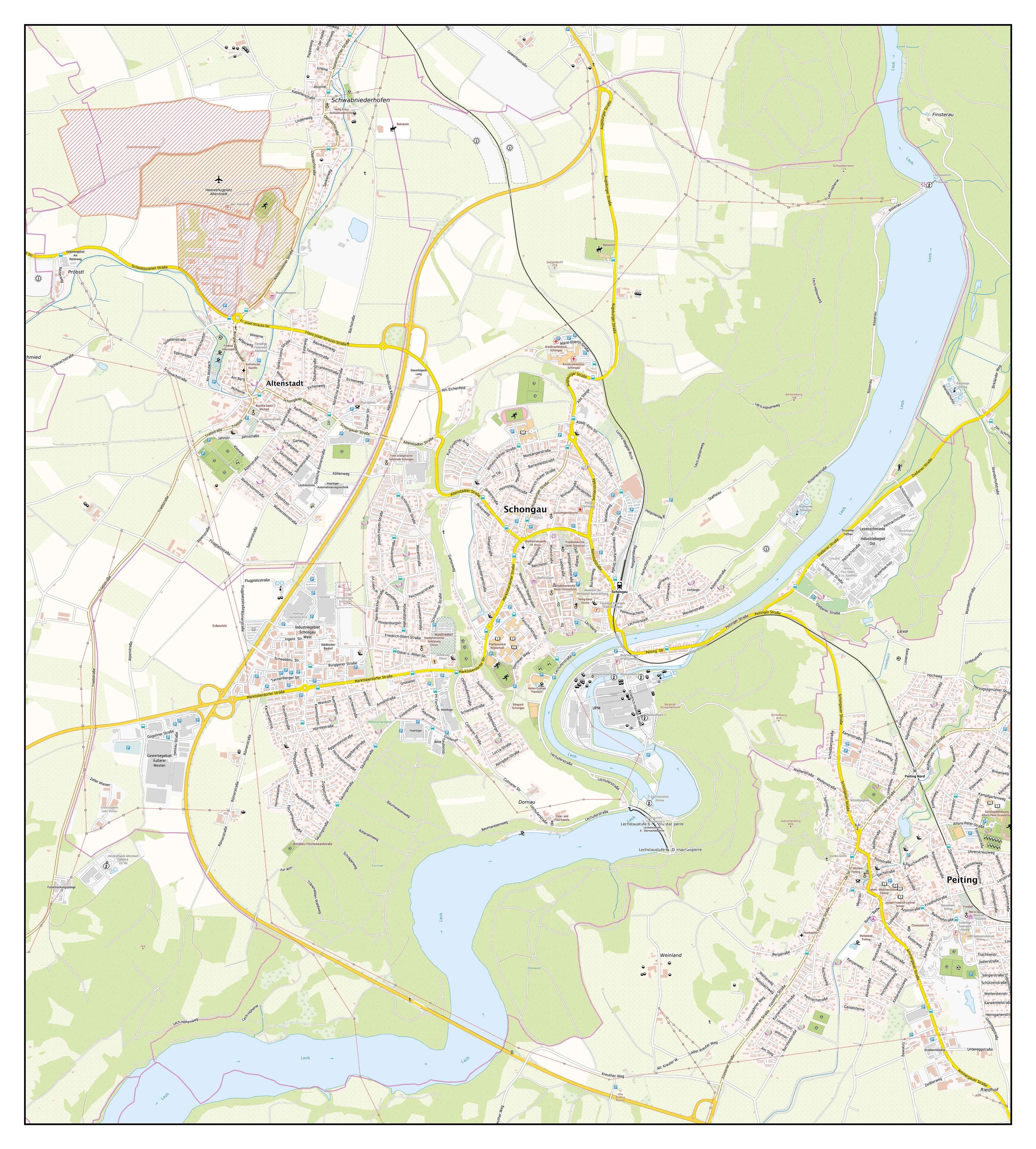 Gemeinde Schongau - Übersichtskarte (Gemeindenummer: 09190148 / 53 x 59 cm)