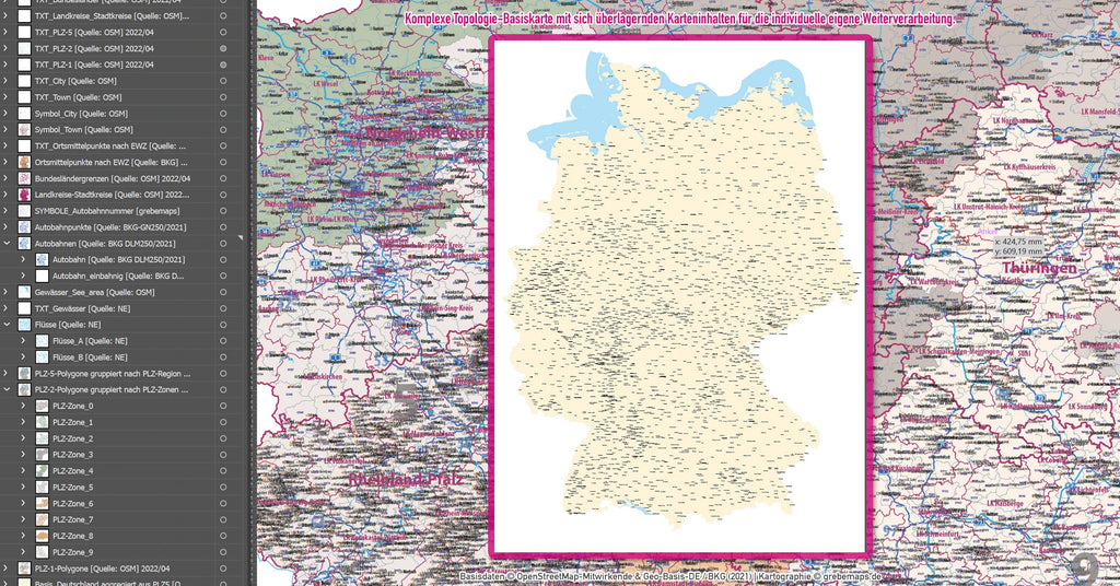 Die PLZ-Karte Deutschlands.