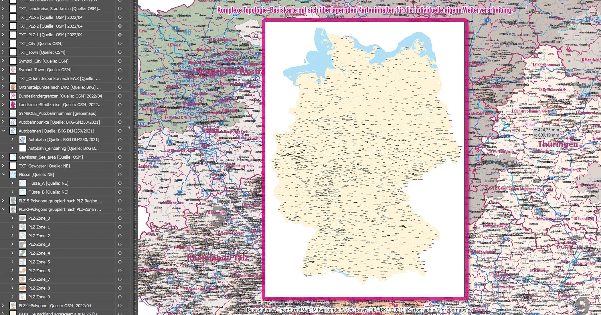 Die PLZ-Karte Deutschlands.
