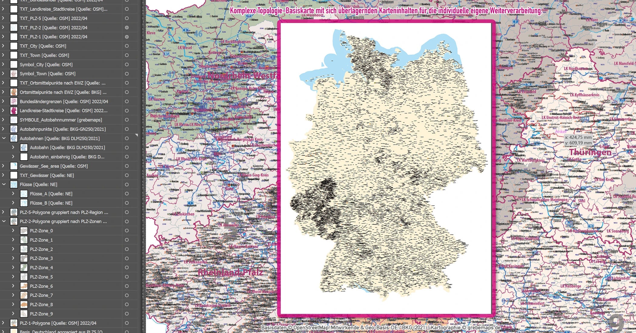 Die PLZ-Karte Deutschlands.