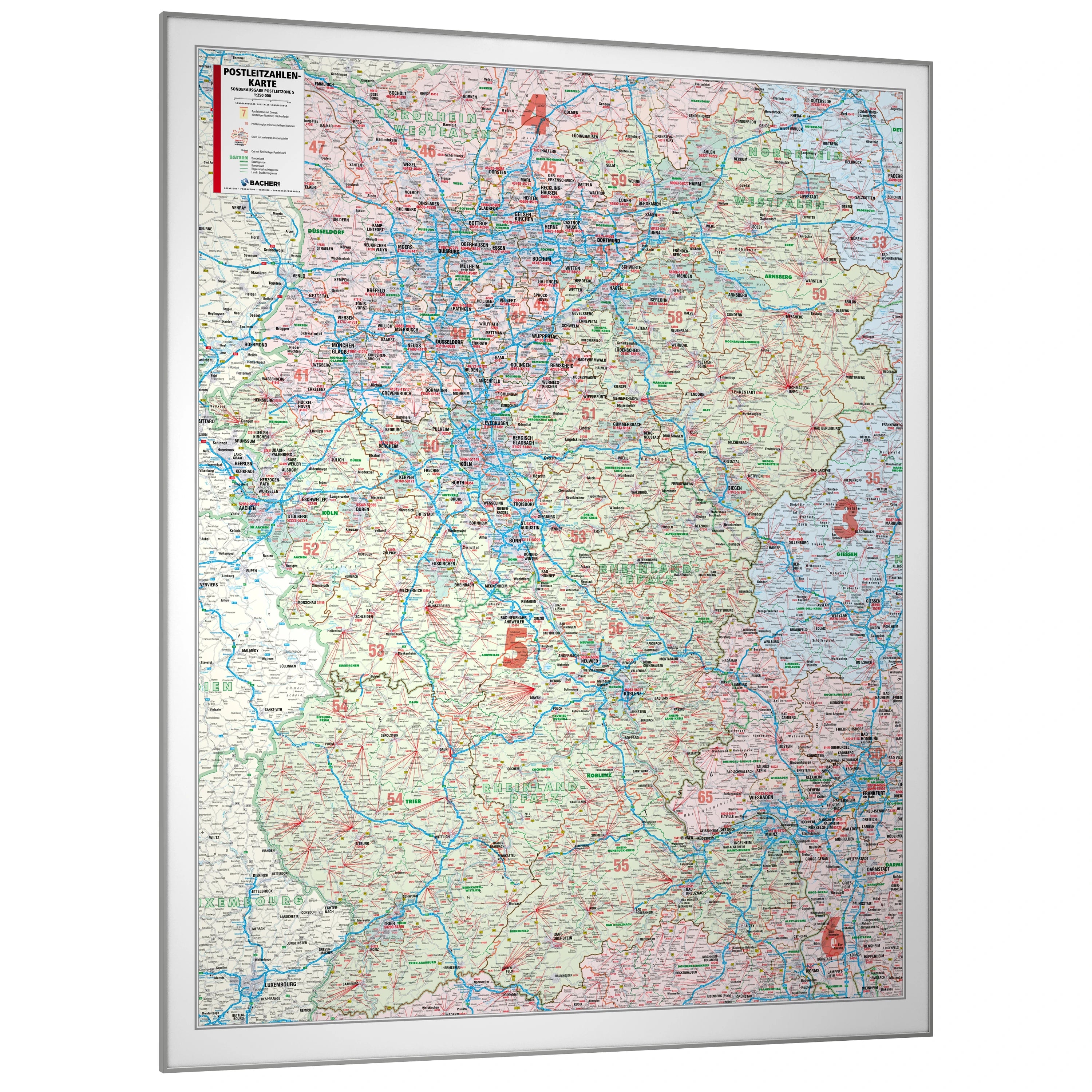Postleitzone 5 - Postleitzahlenkarte (wählbares Format)