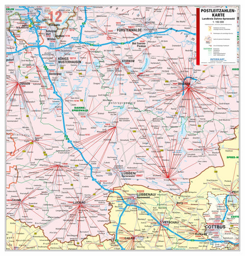 Die Postleitzahlenkarte Landkreis Dahme-Spreewald