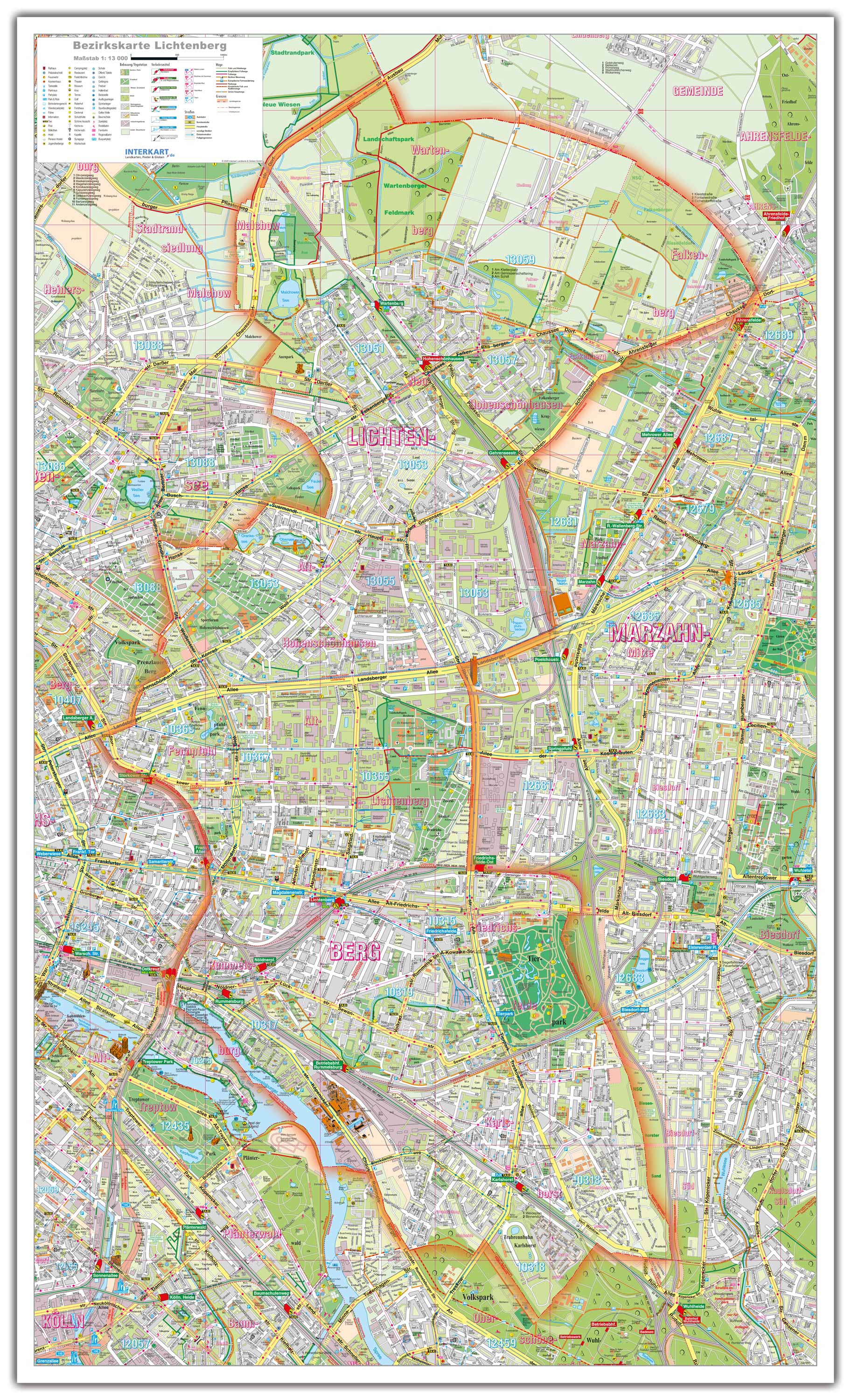 Berlin - Lichtenberg - Stadtplan (72 x 100 cm / 1:13.000)