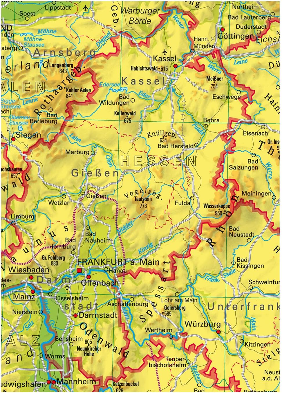 Physische Landkarte - Deutschland (67 x 91 cm / 1:1.250.000)