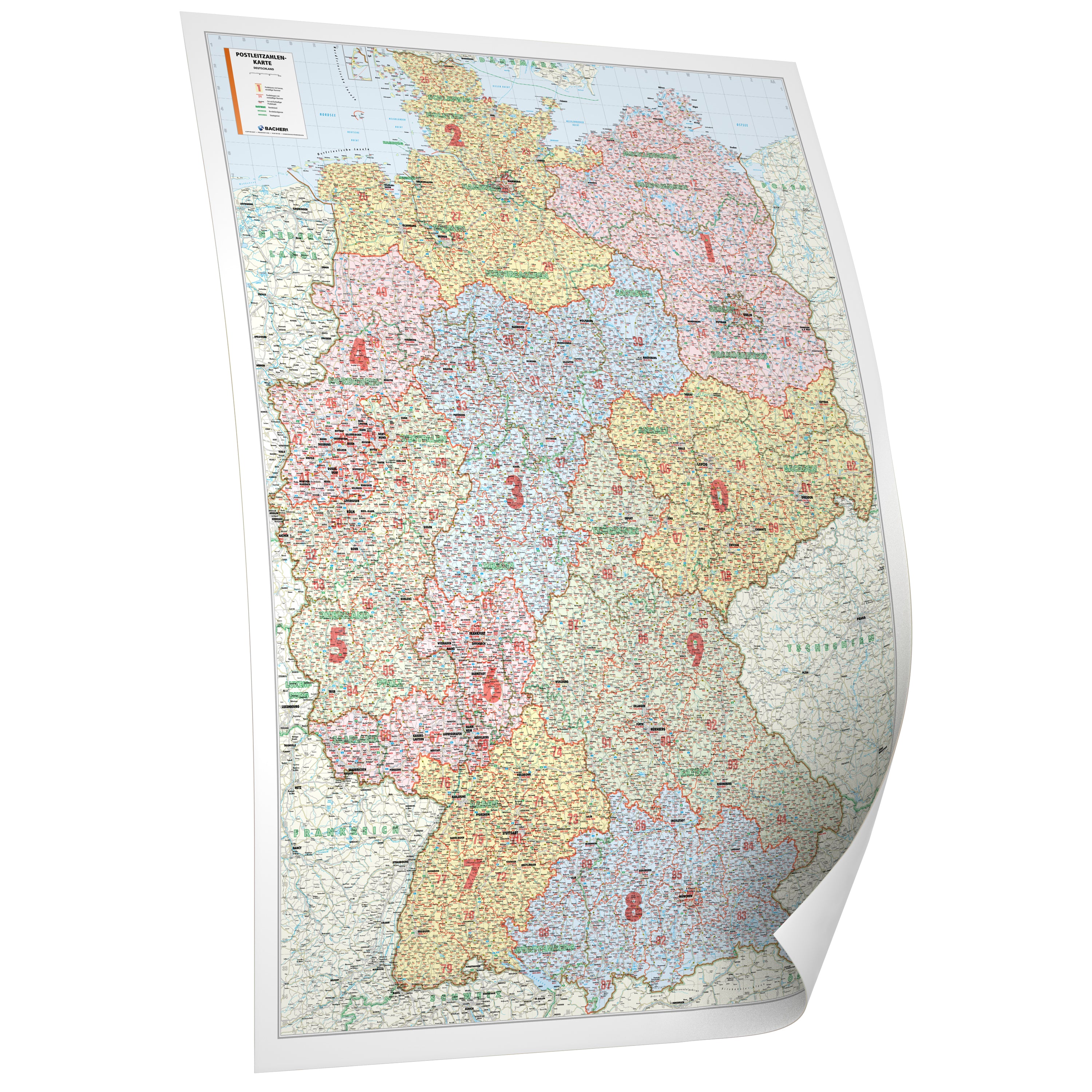 Deutschland - Postleitzahlenkarte (wählbares Format)