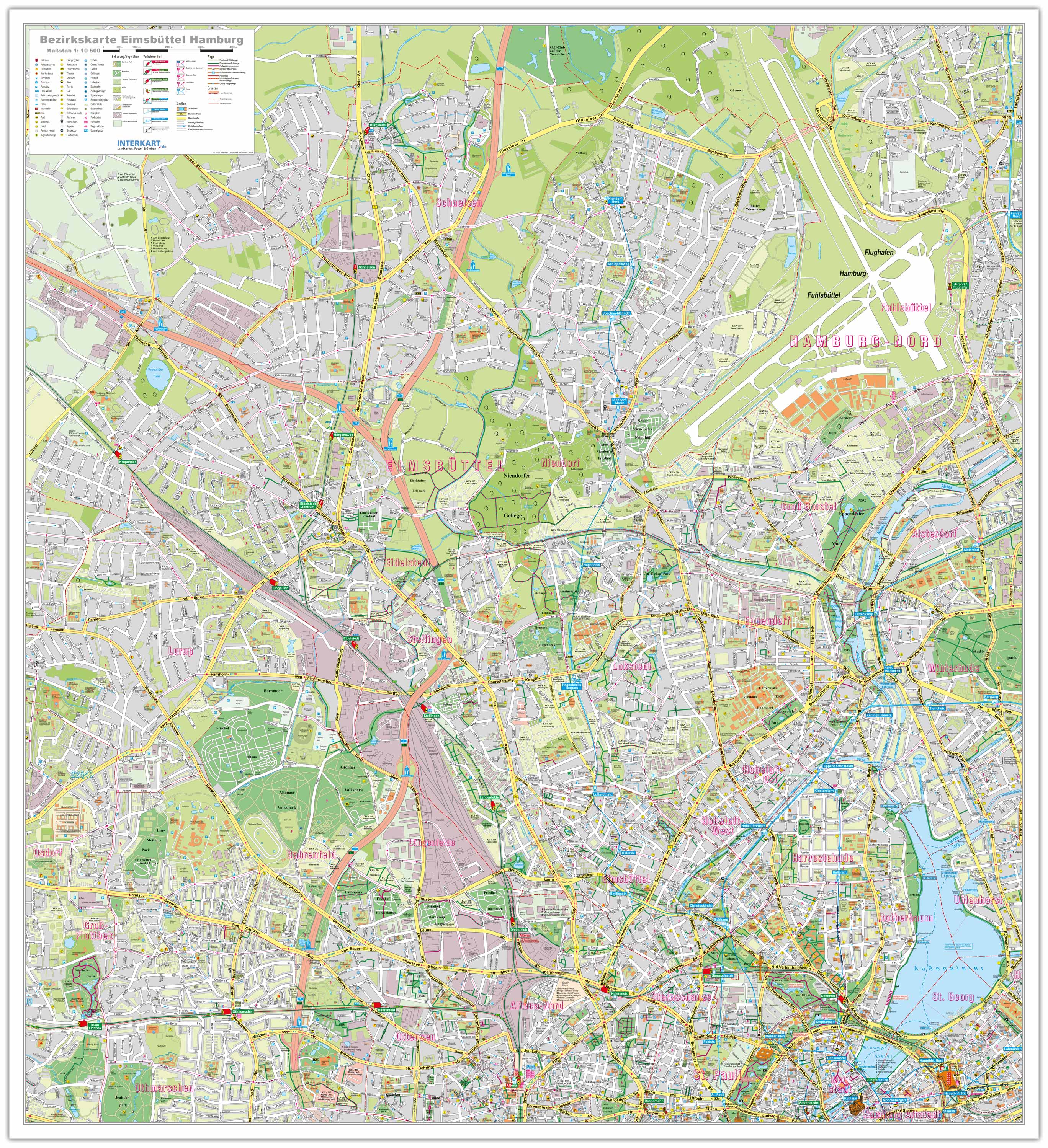 Stadtplan - Eimsbüttel (Hamburg) (110 x 120 cm / 1:10.500)