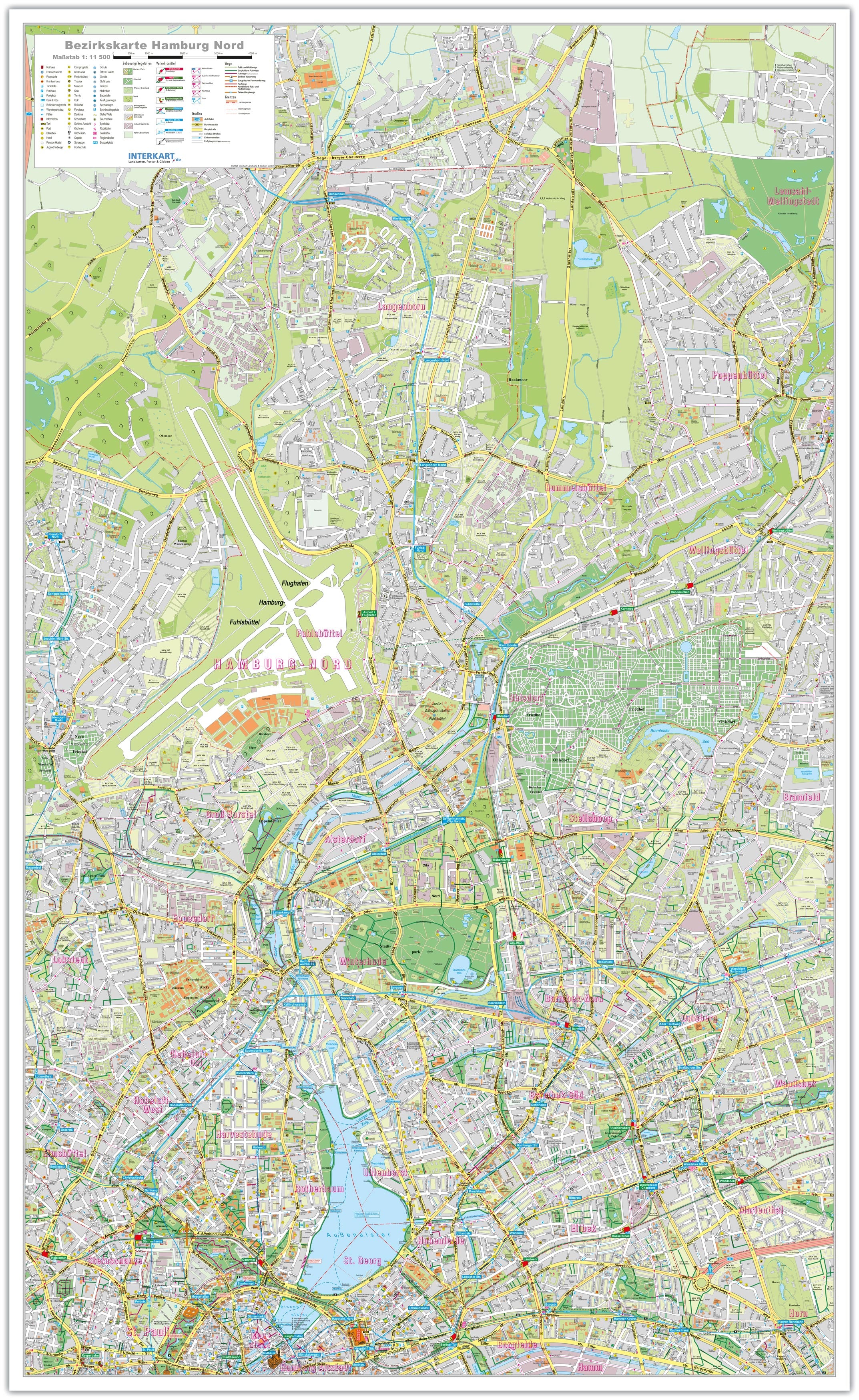 Stadtplan - Hamburg Nord (90 x 148 cm / 1:11.500)
