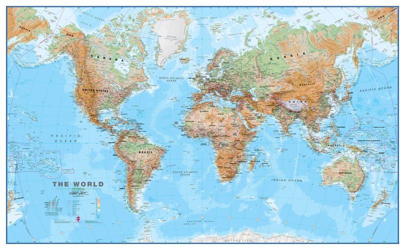 Physische Weltkarte von Maps International