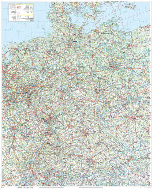 Deutschland - Straßenkarte (99 x 121,5 cm / 1:800.000)