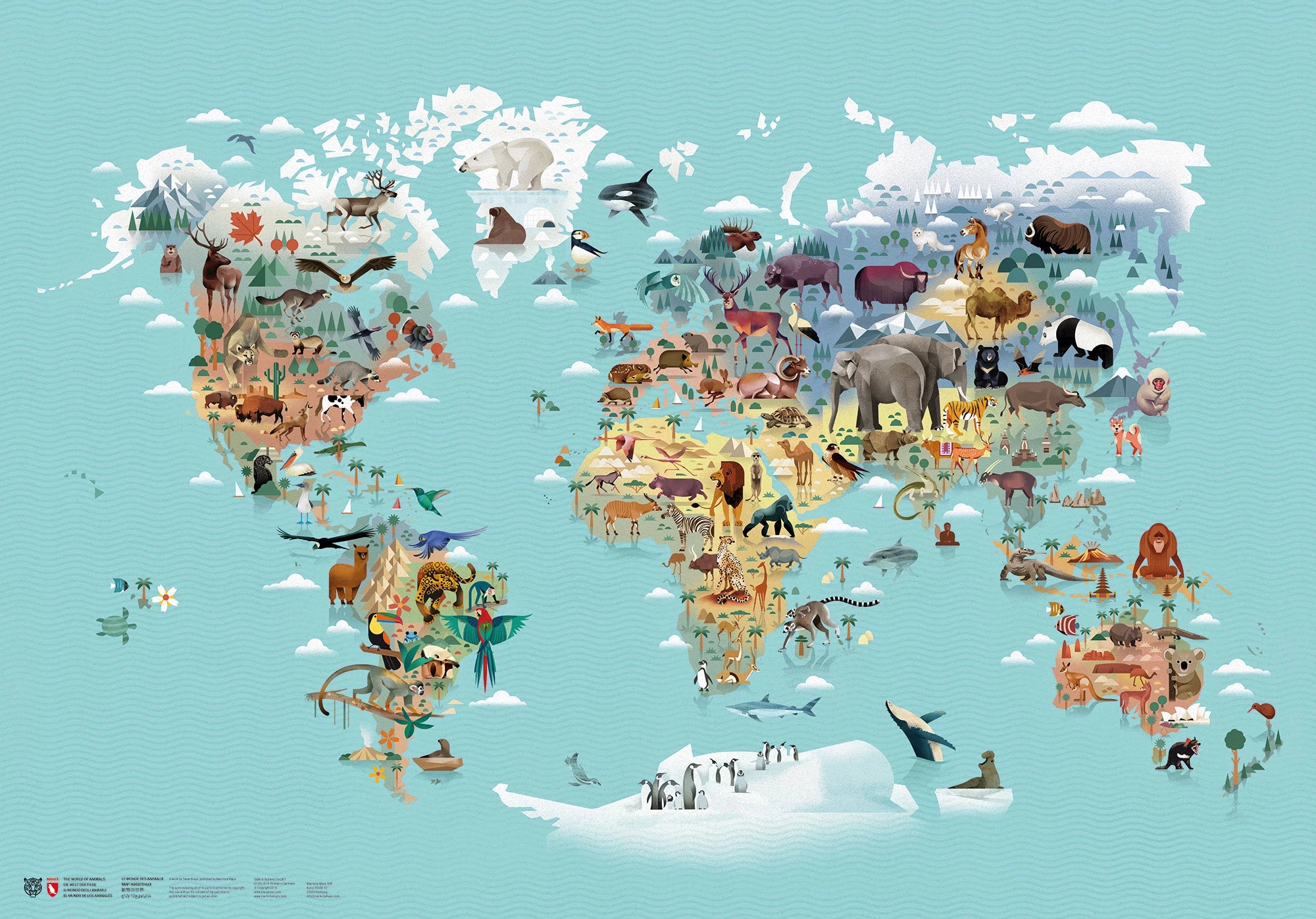 Welt - Tiere - Kinderkarte (200 x 140 cm)