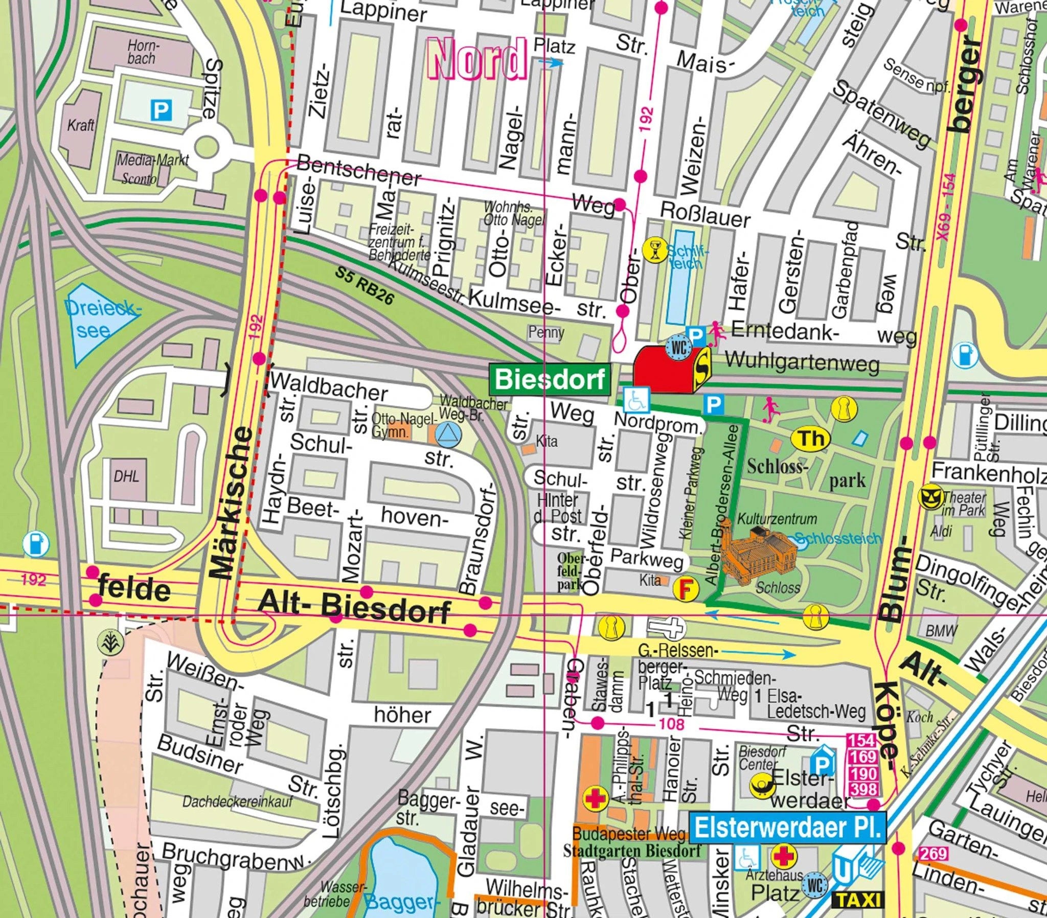 Detailansicht des Stadtplans von Marzahn / Hellersdorf
