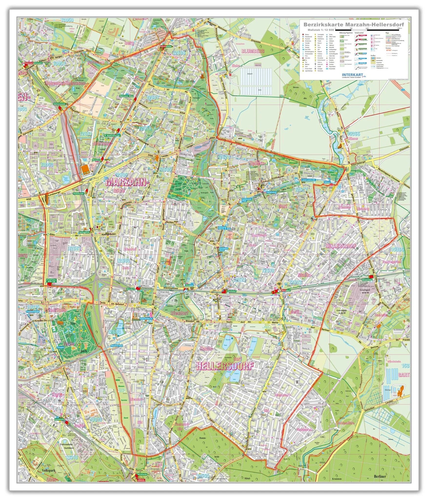 Berlin - Marzahn - Hellersdorf - Stadtplan (85 x 100 cm / 1:12.500)