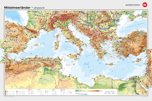 Physische Karte der Mittelmeerländer