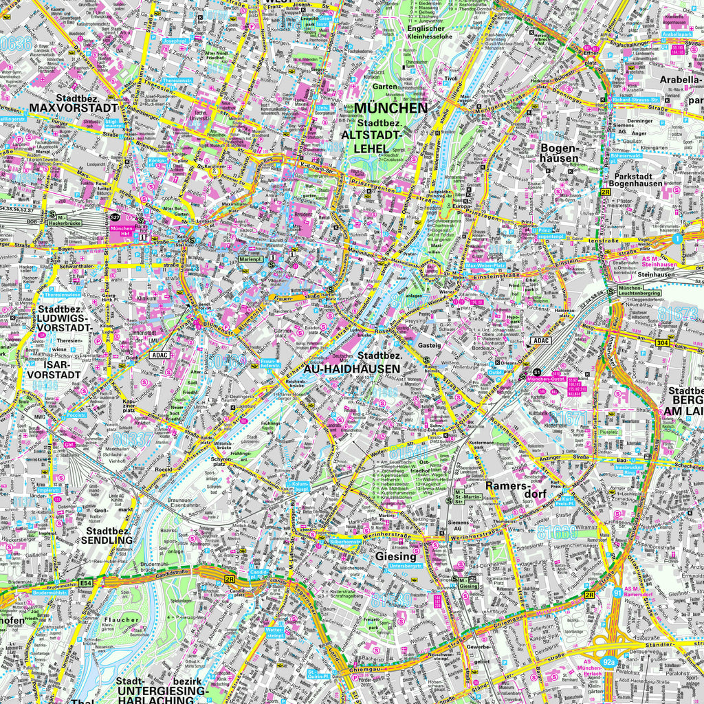 Detailansicht Stadtplan München