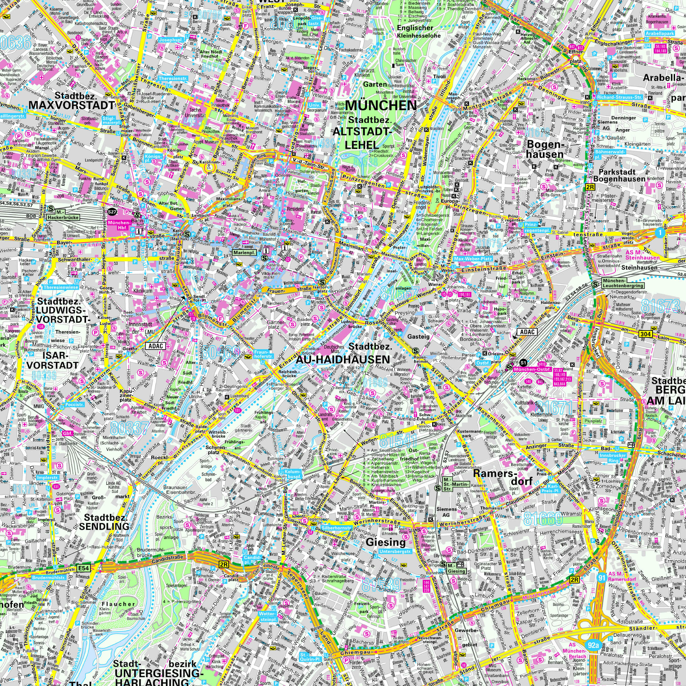Detailansicht Stadtplan München