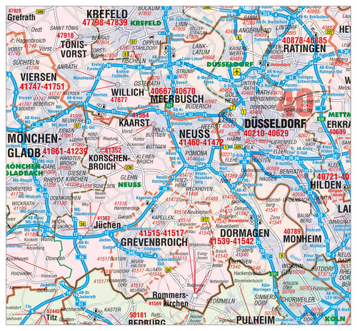 Der Landkreis Rhein-Kreis Neuss als Postleitzahlenkarte