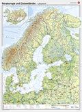Nordeuropa / Ostseeländer - Schulwandkarte - physisch / politisch (147 x 202 cm / 1:1.200.000)