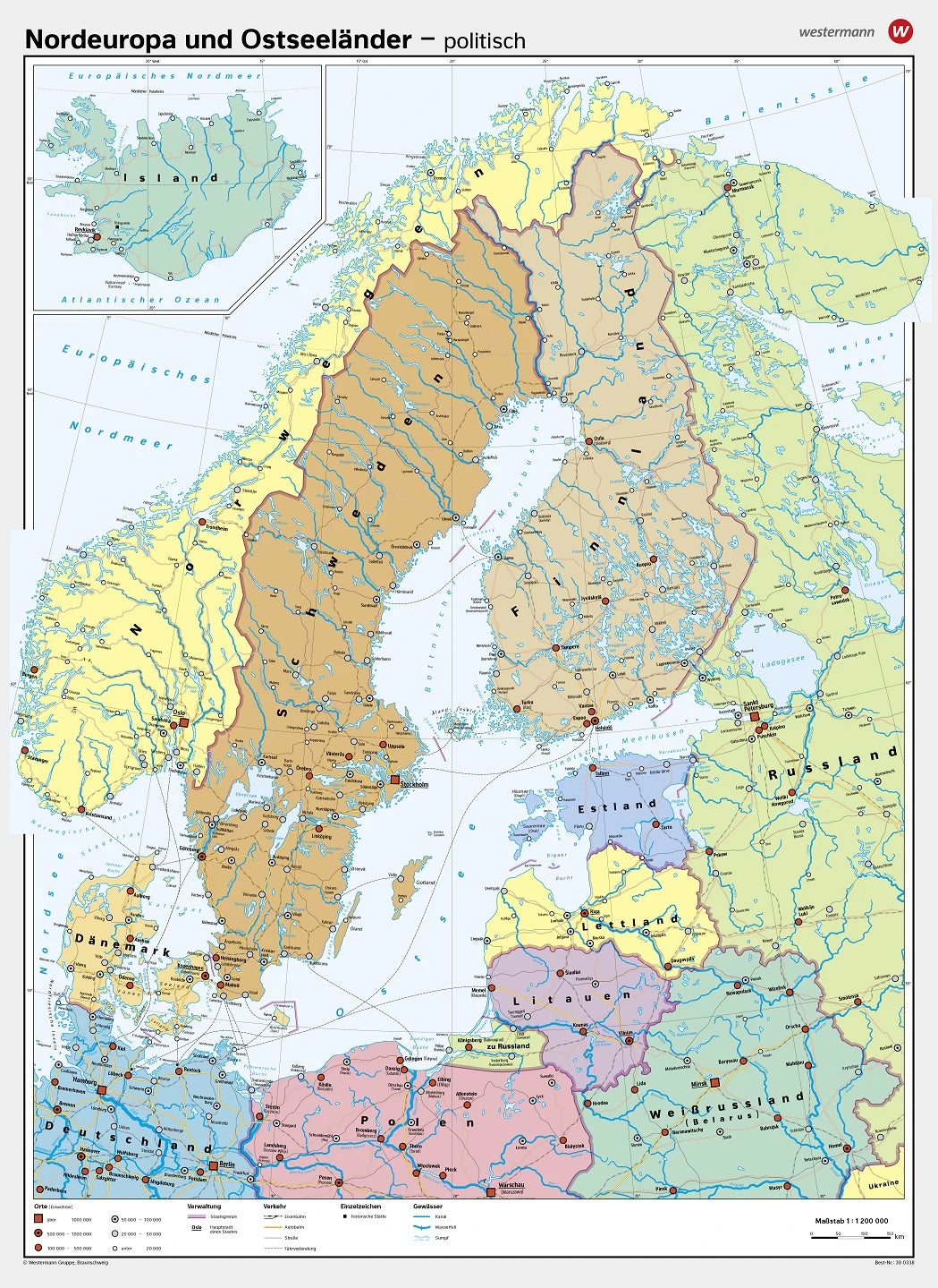 Politische Landkarte von Nordeuropa