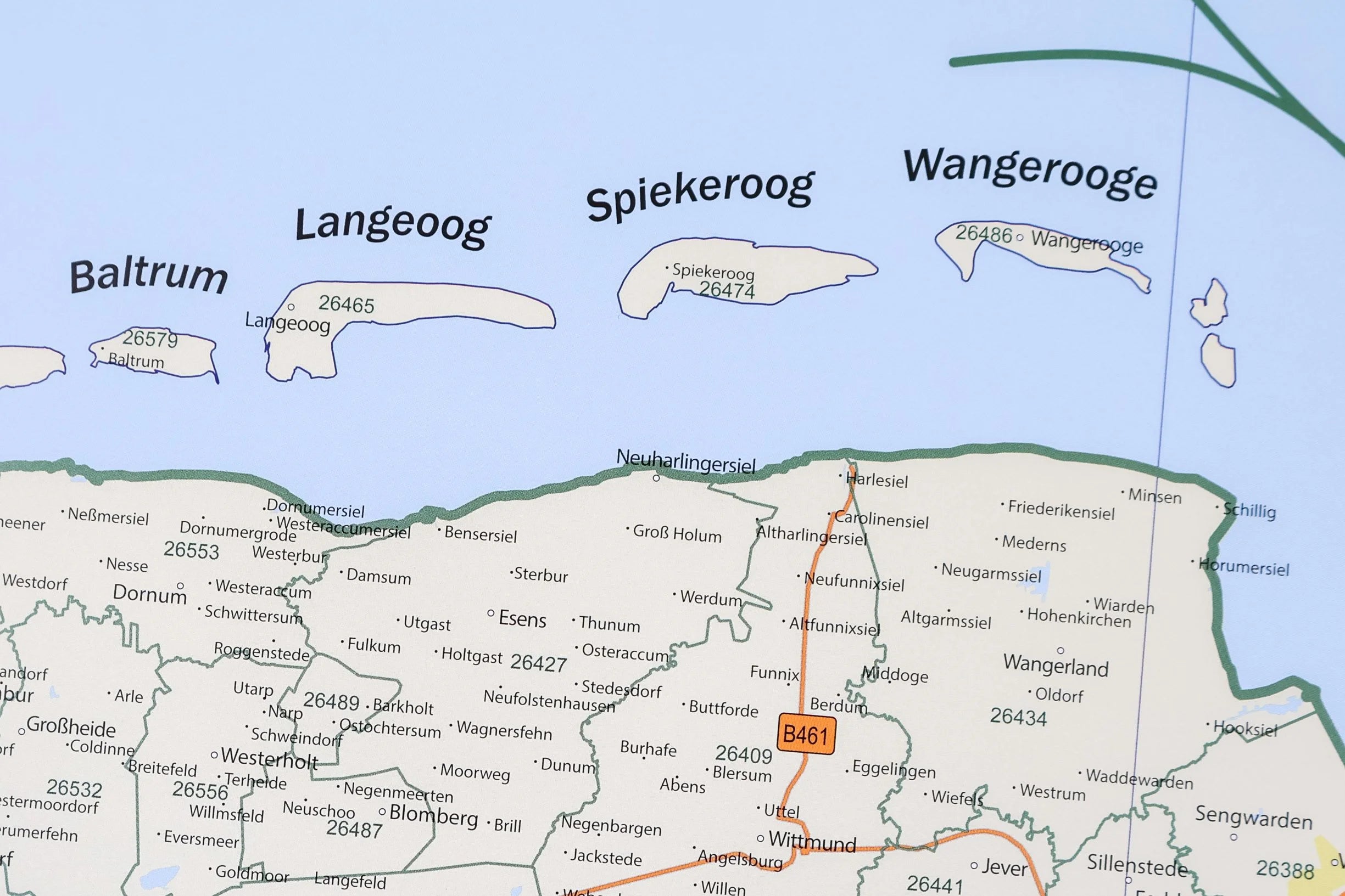 Nordseeinseln auf der Postleitzahlenkarte