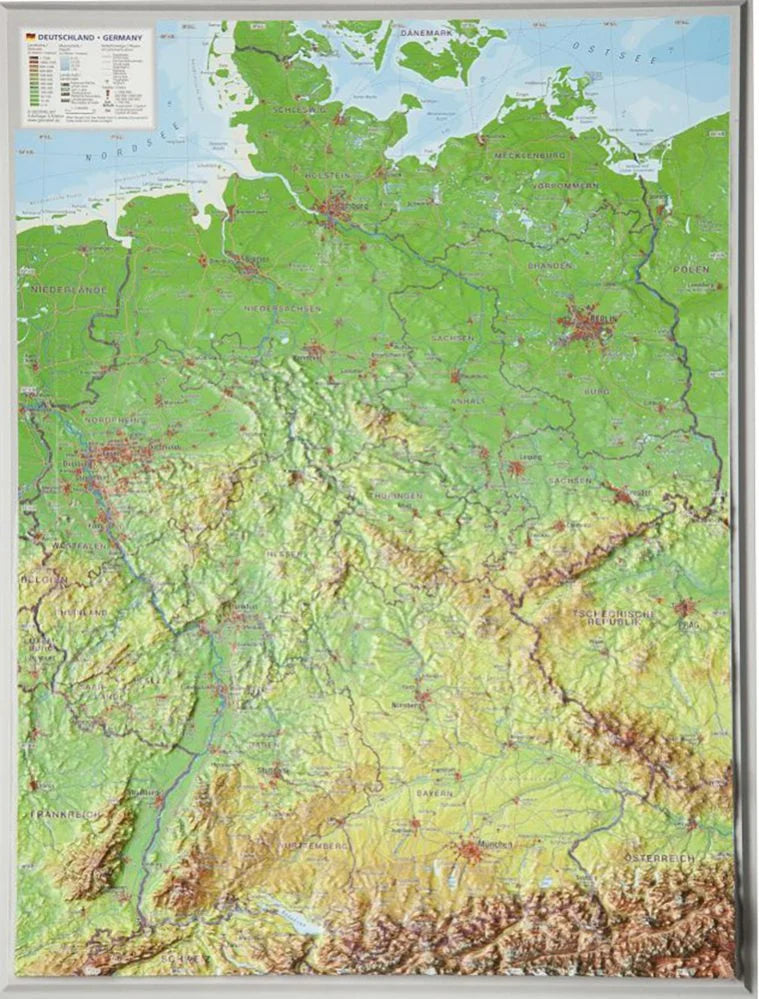 Deutschland - Reliefkarte (wählbares Format)