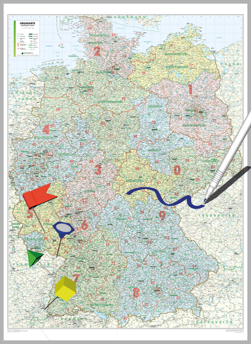 Deutschland - Organisationskarte - Bundesland / PLZ2 (wählbares Format)