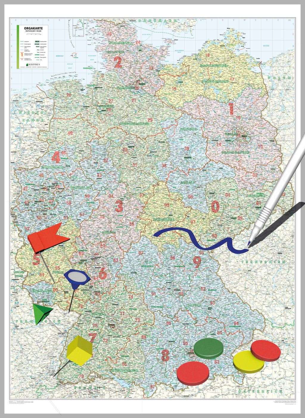 Deutschland - Organisationskarte - Bundesland / PLZ2 (wählbares Format)