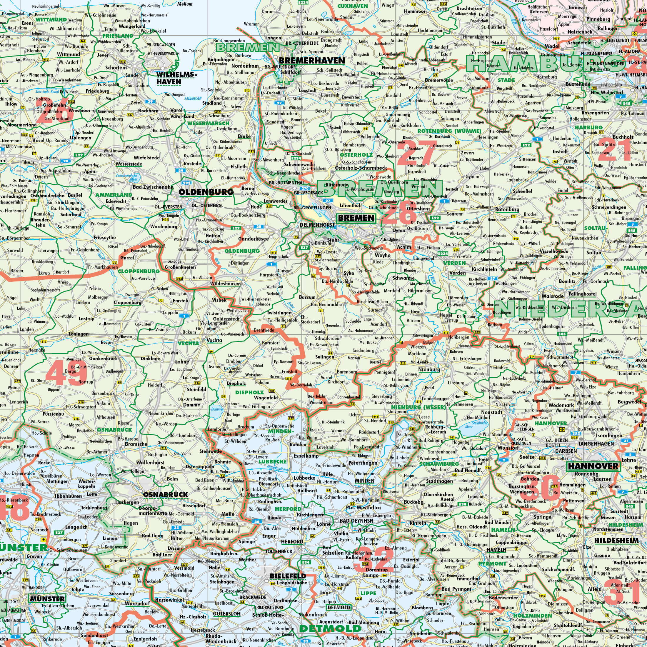 Ausschnitt aus der Organisationskarte für Deutschland